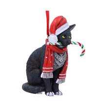 Load image into Gallery viewer, Candy Cane Cat Hanging Ornament by Lisa Parker 9cm