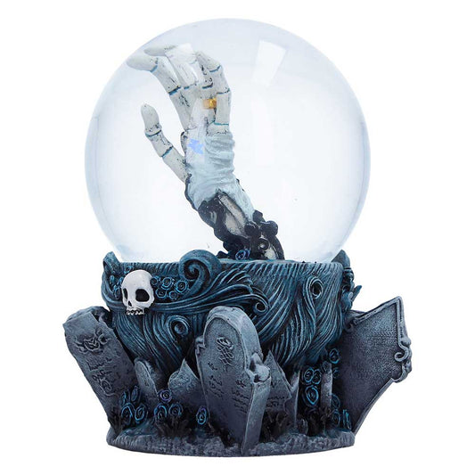 Corpse Bride snow globe side view with gothic gravestone base