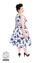 Load image into Gallery viewer, Hearts & Roses Blue Rosaceae Swing Dress