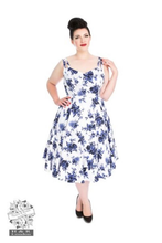 Load image into Gallery viewer, Hearts & Roses Blue Rosaceae Swing Dress