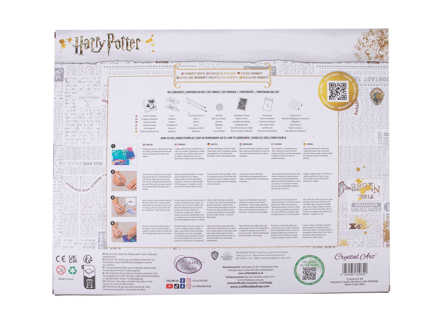 "HOGWARTS CASTLE" Harry Potter Crystal Art Canvas Kit 40X50CM