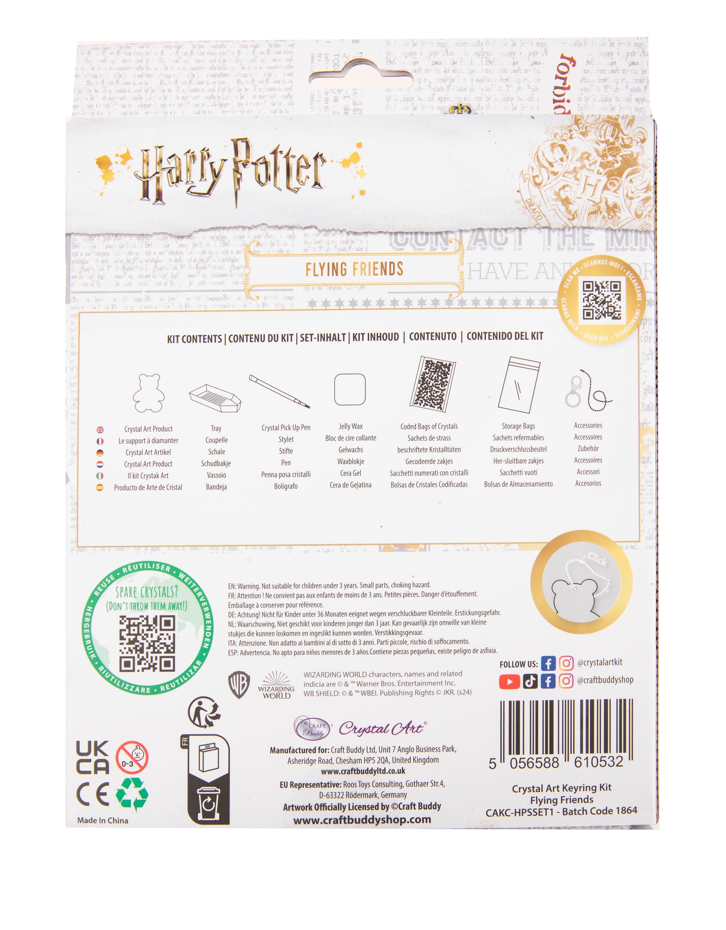 "FLYING FRIENDS" Harry Potter Crystal Art Keyring Kit