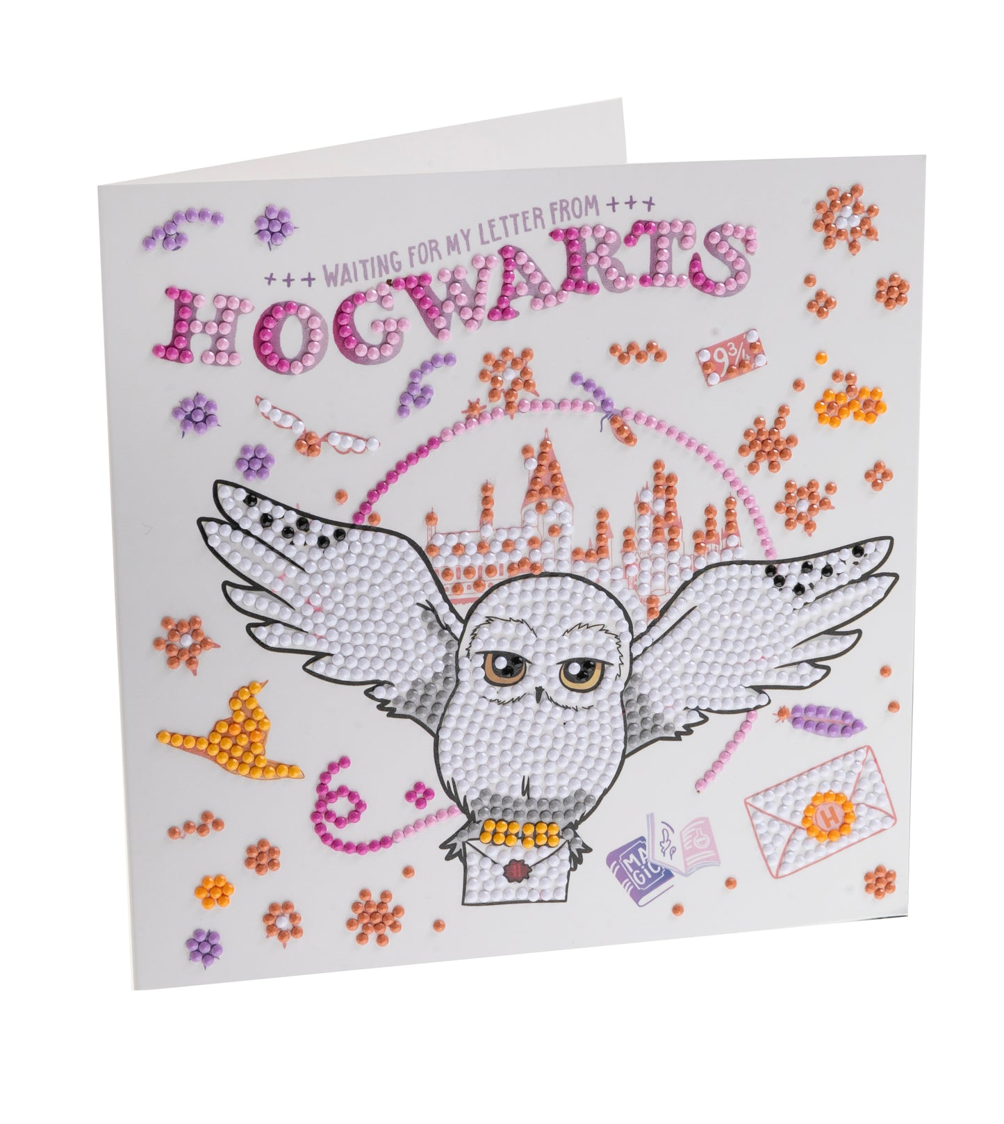 "HOGWARTS & HEDWIG" Harry Potter Crystal Art Card