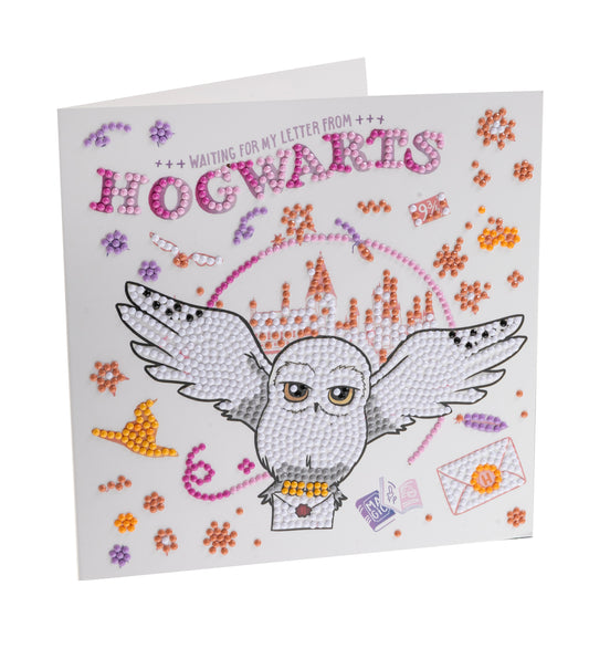 "HOGWARTS & HEDWIG" Harry Potter Crystal Art Card