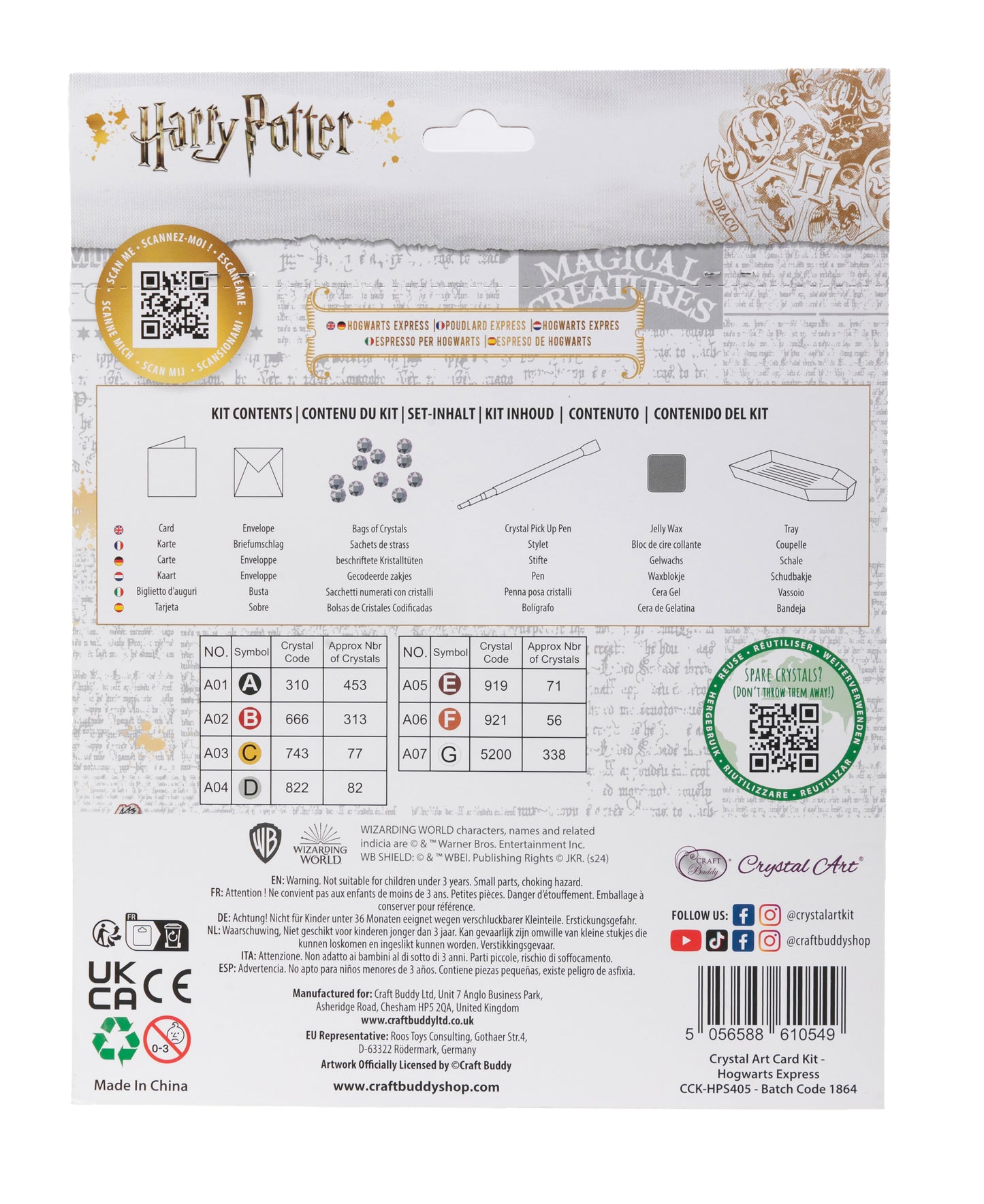 "ALL ABOARD THE HOGWARTS EXPRESS" Harry Potter Crystal Art Card