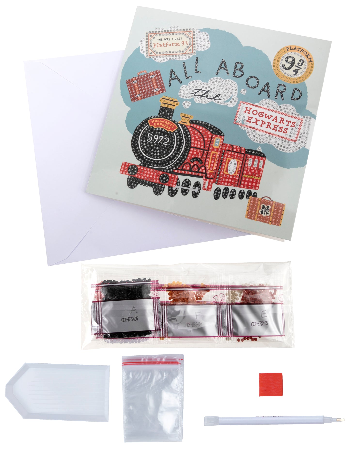 "ALL ABOARD THE HOGWARTS EXPRESS" Harry Potter Crystal Art Card