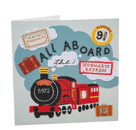 "ALL ABOARD THE HOGWARTS EXPRESS" Harry Potter Crystal Art Card