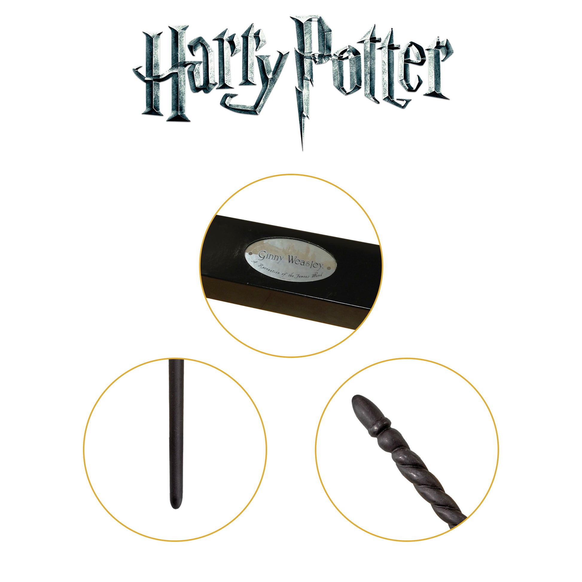 Character wand handle, tip and box detail close-up