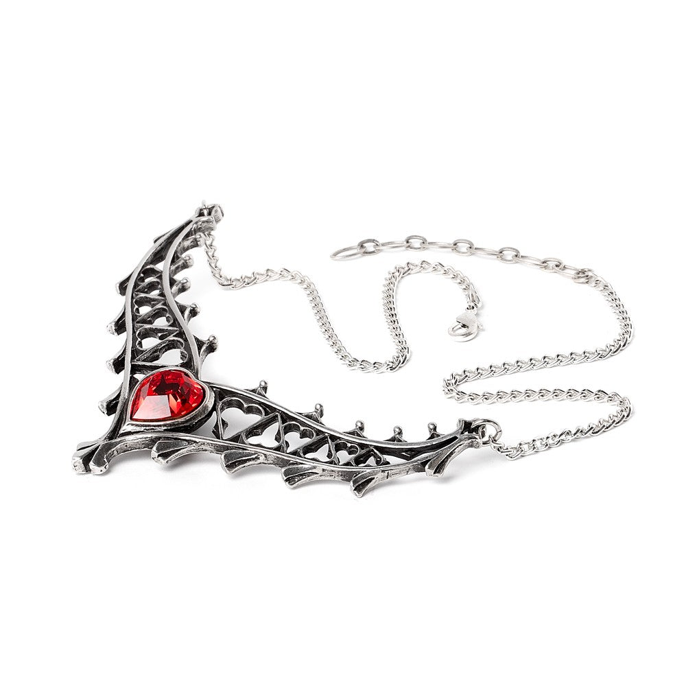 Polished pewter necklace with heart cut-out detailing