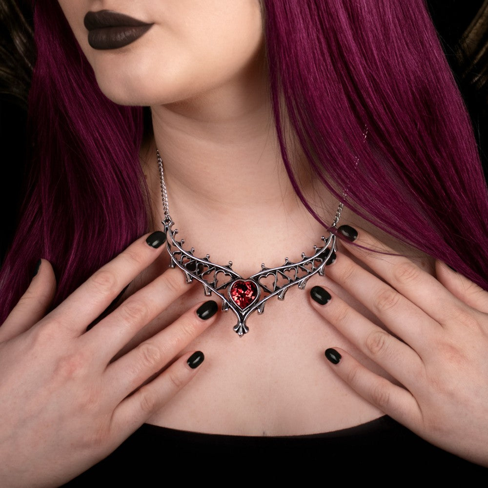 Polished pewter necklace with heart cut-out detailing