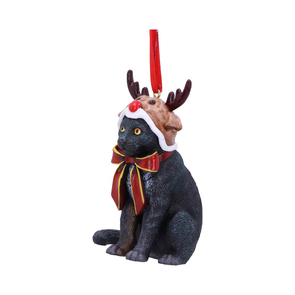 Reindeer Cat Hanging Ornament by Lisa Parker 9cm