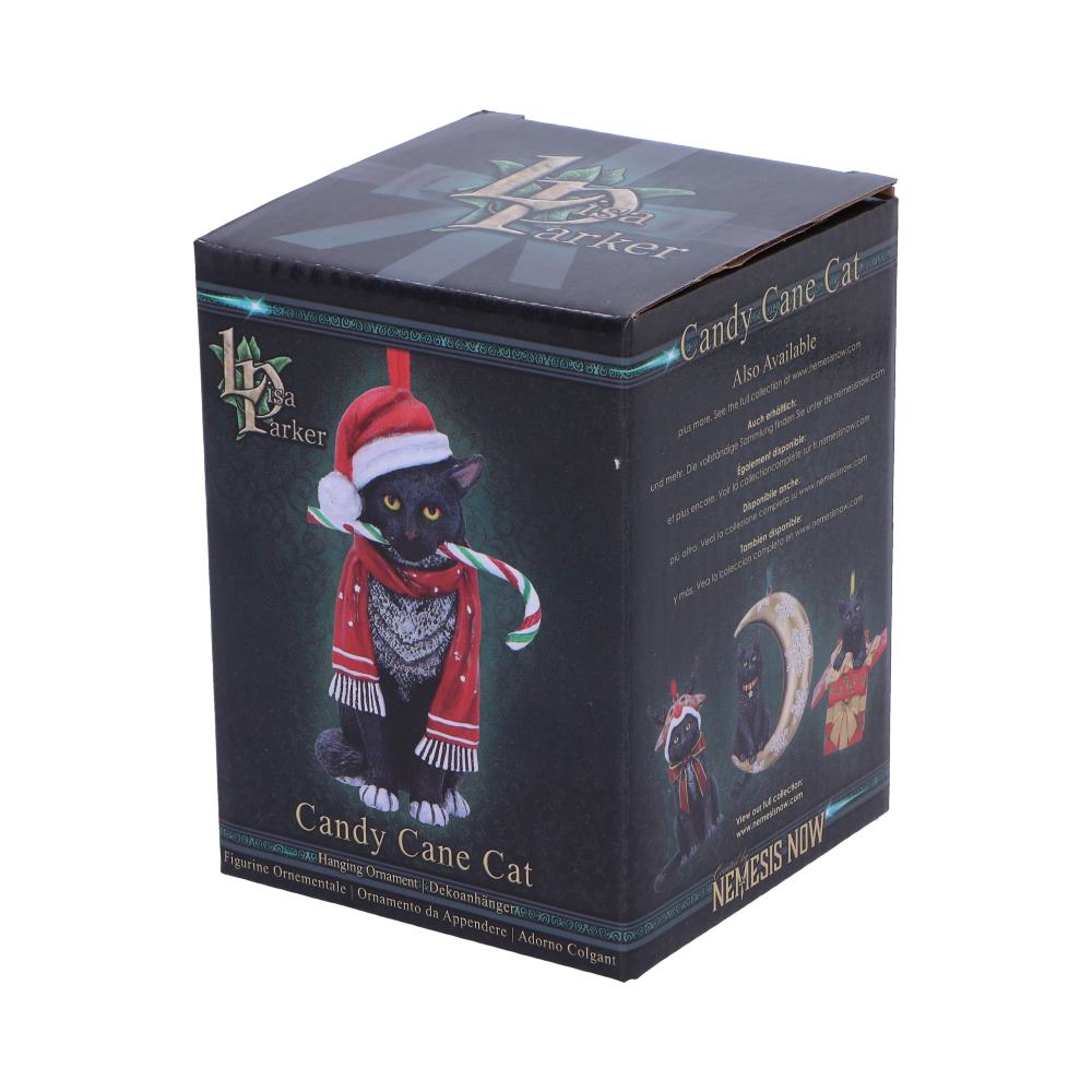 Candy Cane Cat Hanging Ornament by Lisa Parker 9cm