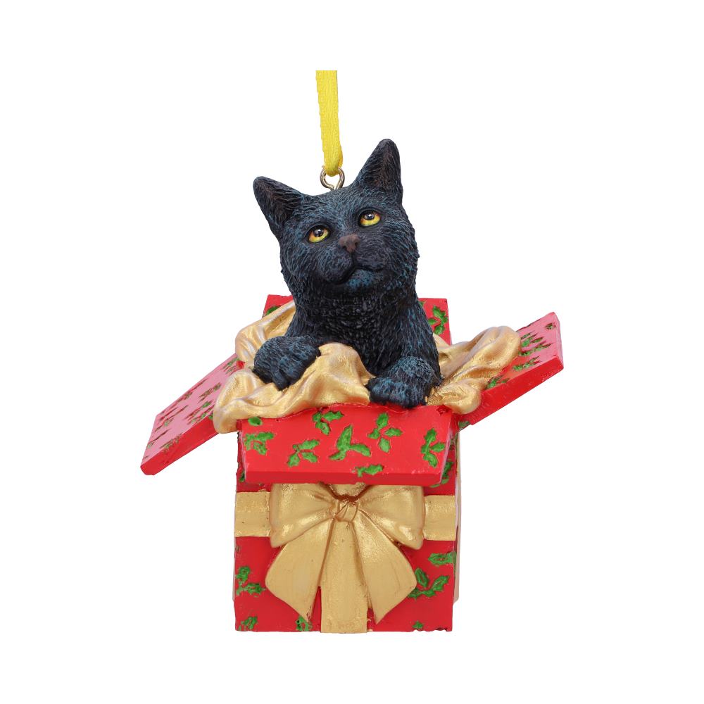 Present Cat Hanging Ornament by Lisa Parker 9cm