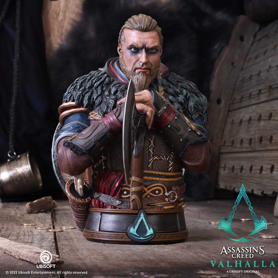 Official Assassin's Creed Valhalla Eivor collectible bust on display