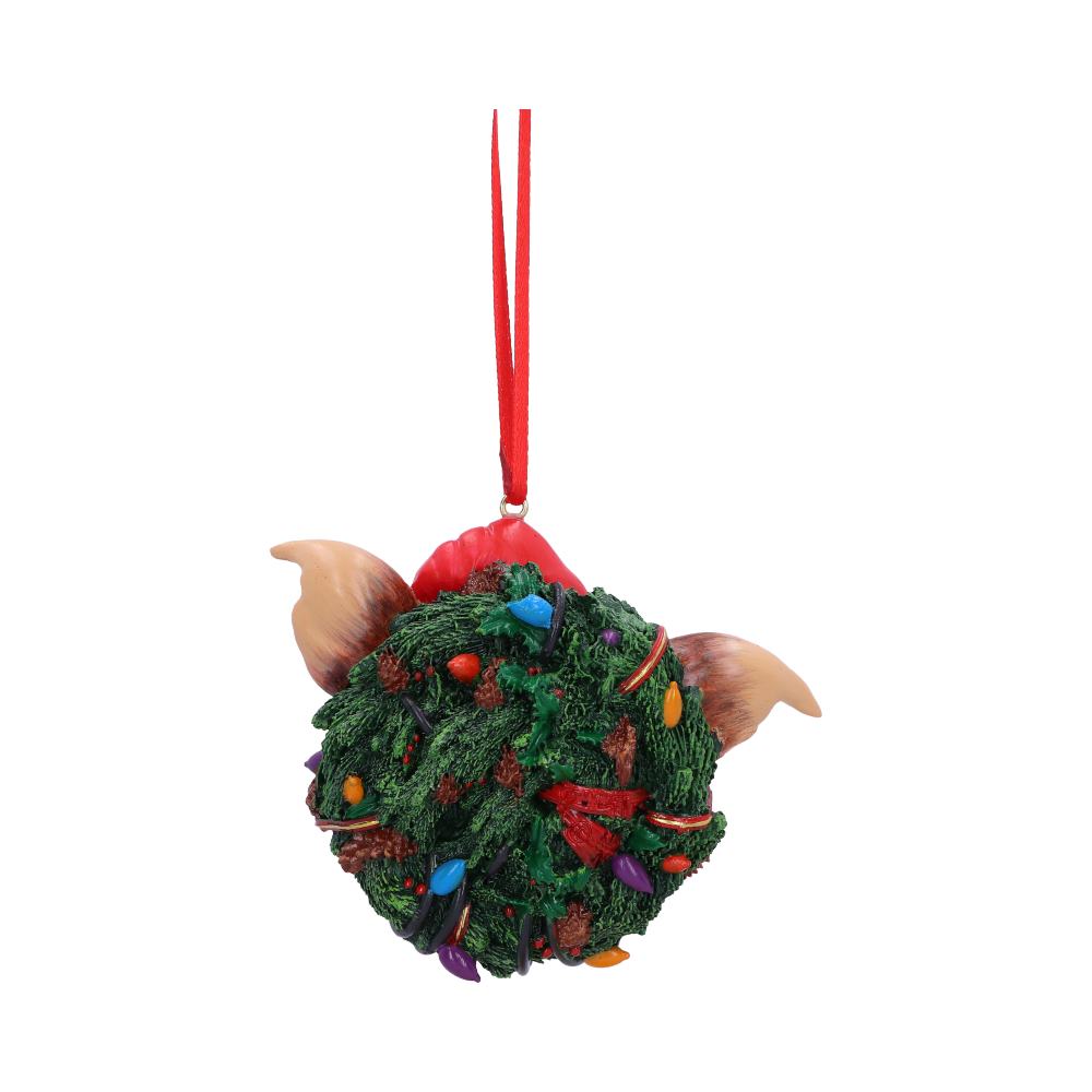 Back view of the Gremlins™ Gizmo™ in Wreath Hanging Ornament showing wreath detailing and hand-painted finish