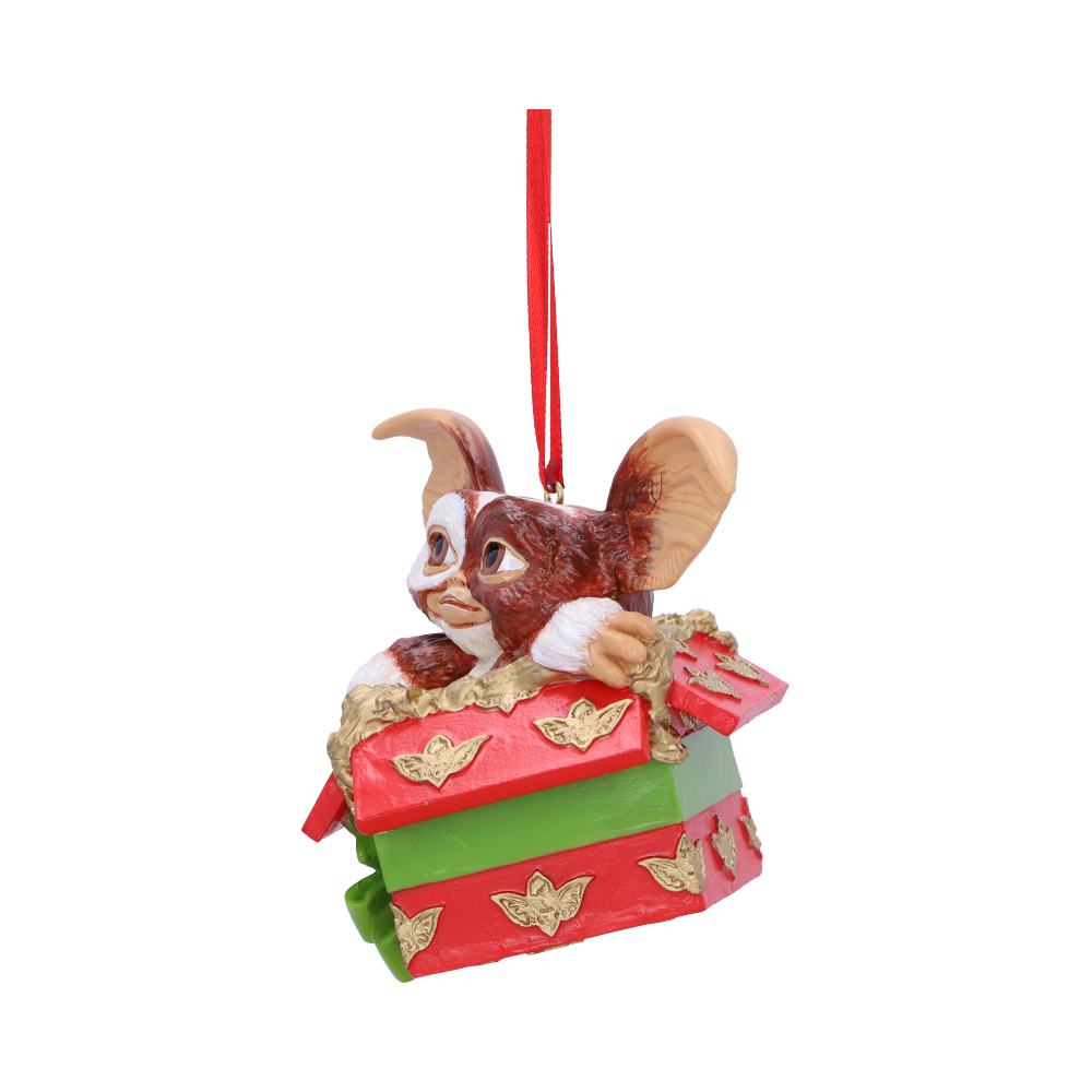 Side view of hand painted Gremlins Gizmo gift ornament