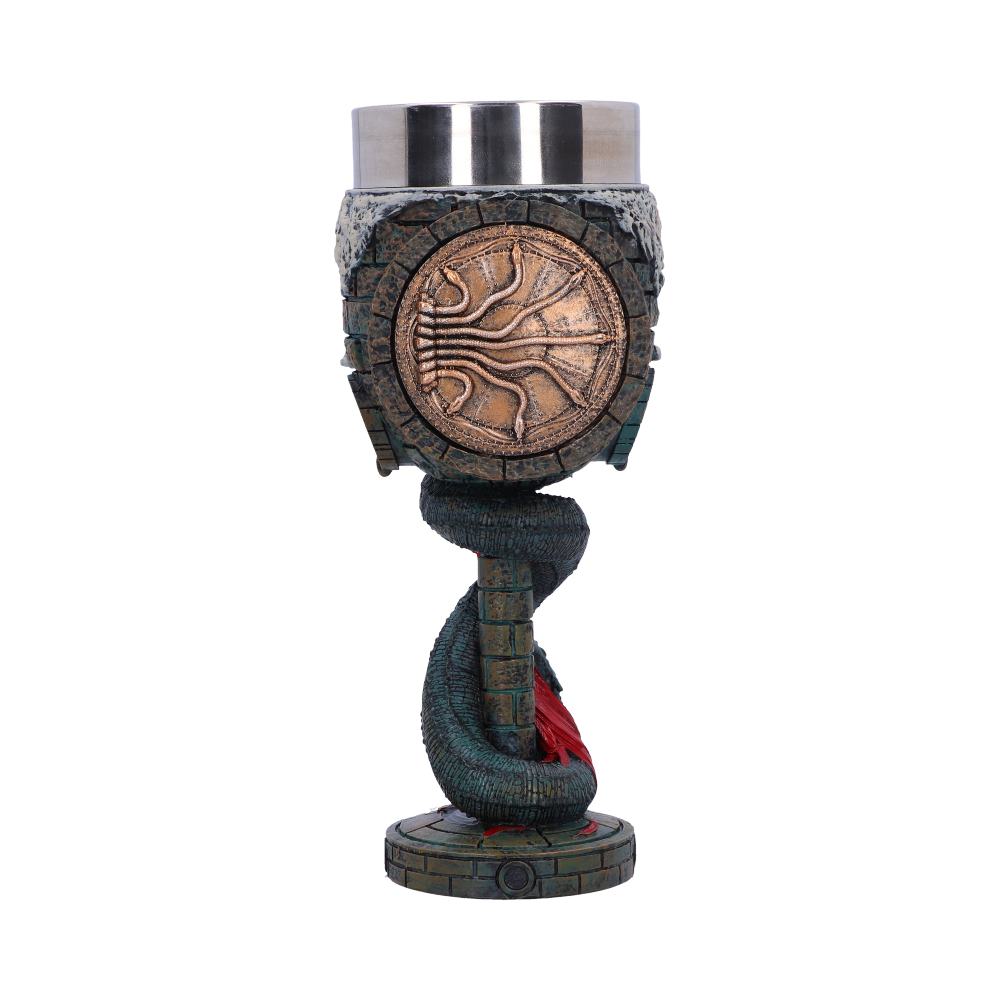 Back view of the Harry Potter Chamber of Secrets Collectible Goblet showing the sculpted Chamber of Secrets entrance, Basilisk stem, and hand-painted resin finish.