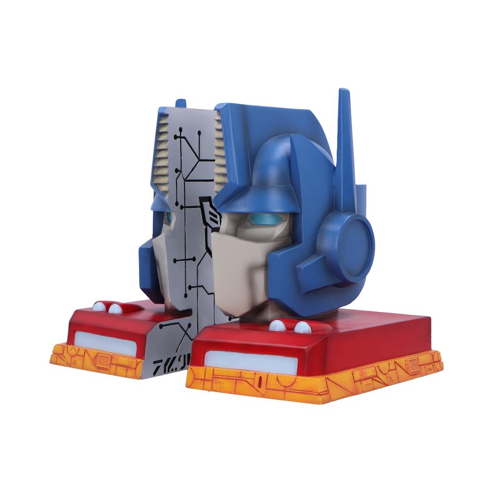 Side view of hand painted Transformers Optimus Prime resin bookends