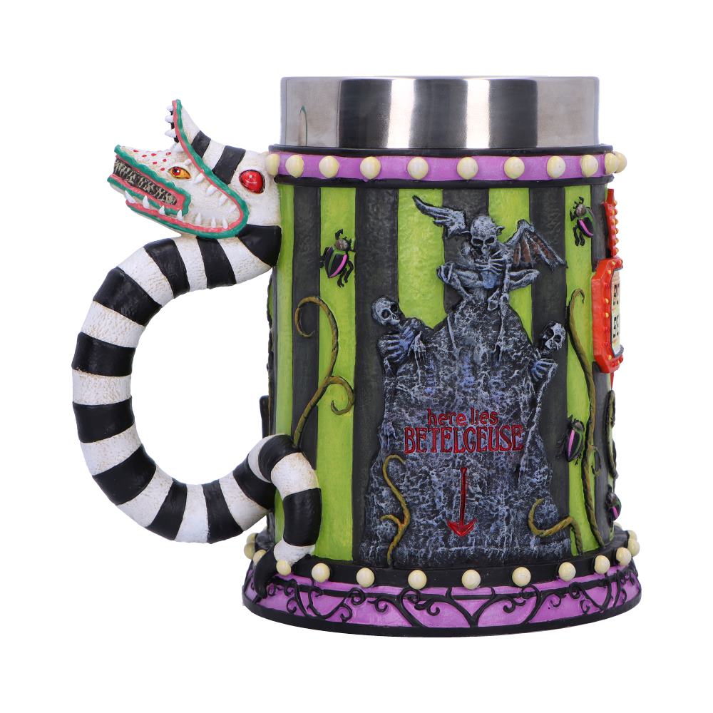 Back view of the Beetlejuice™ Tankard showing detailed sculpting and hand-painted finish