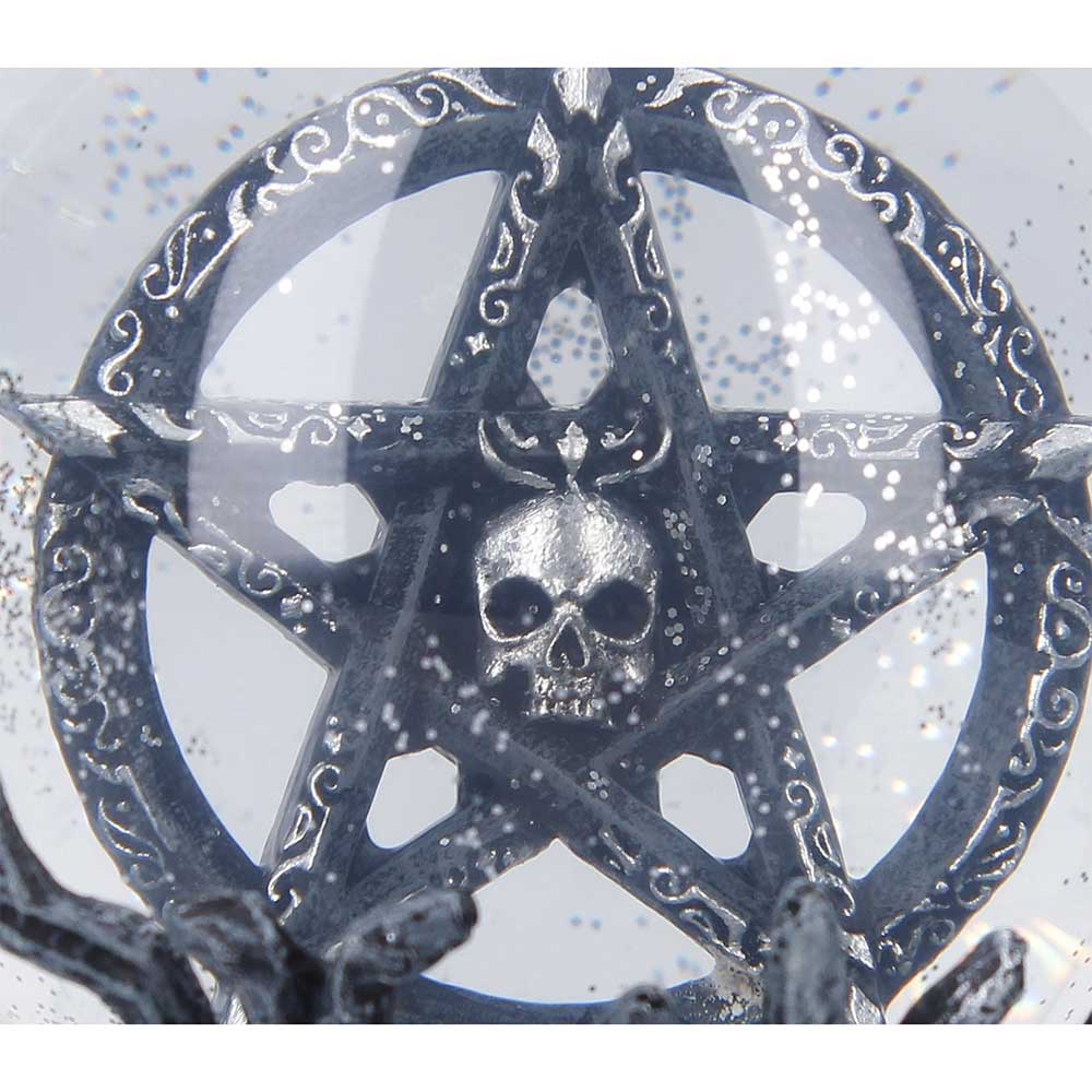 Decorative pentacle with skull design on a textured background