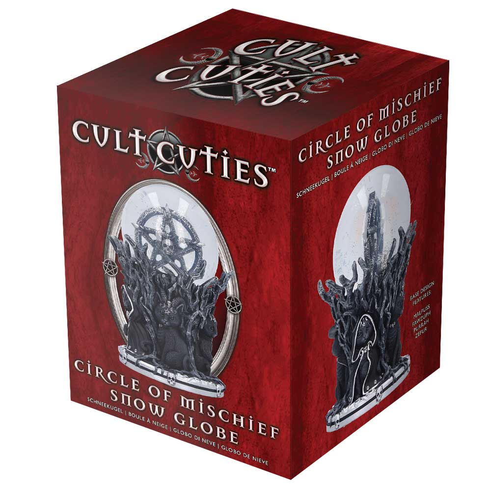 Cult Cuties Circle of Mischief Snow Globe packaging