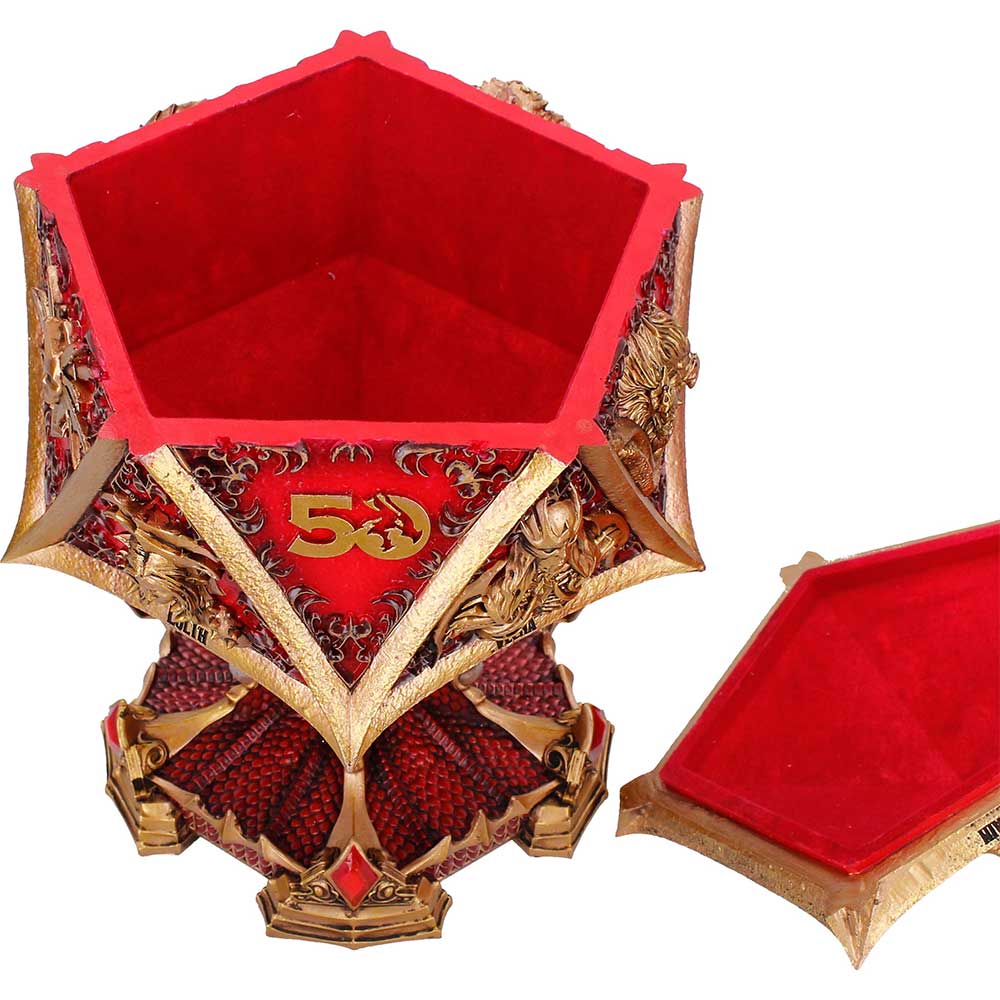 Official D&D D20 display box with gold monster artwork