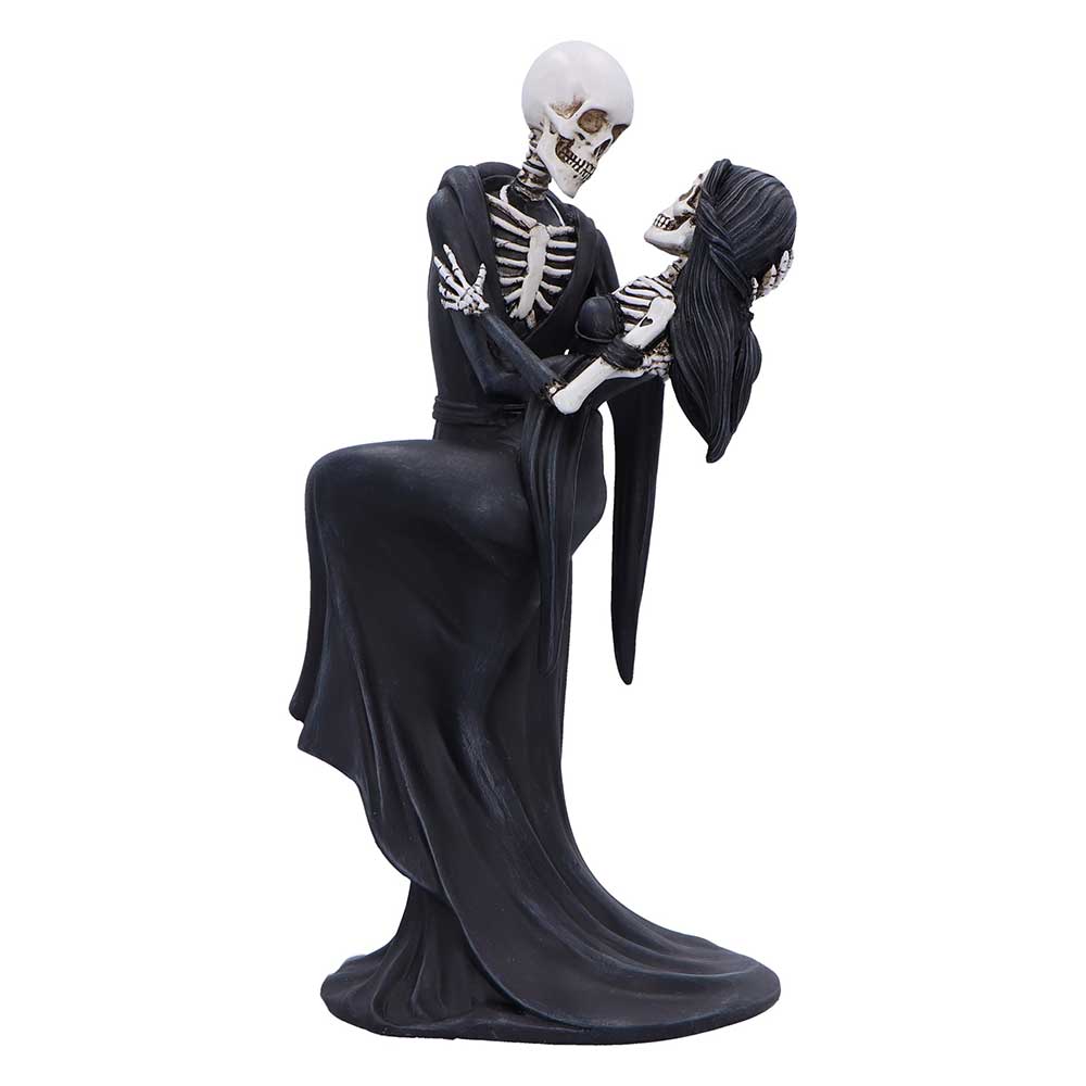 Skeletal couple in black gowns