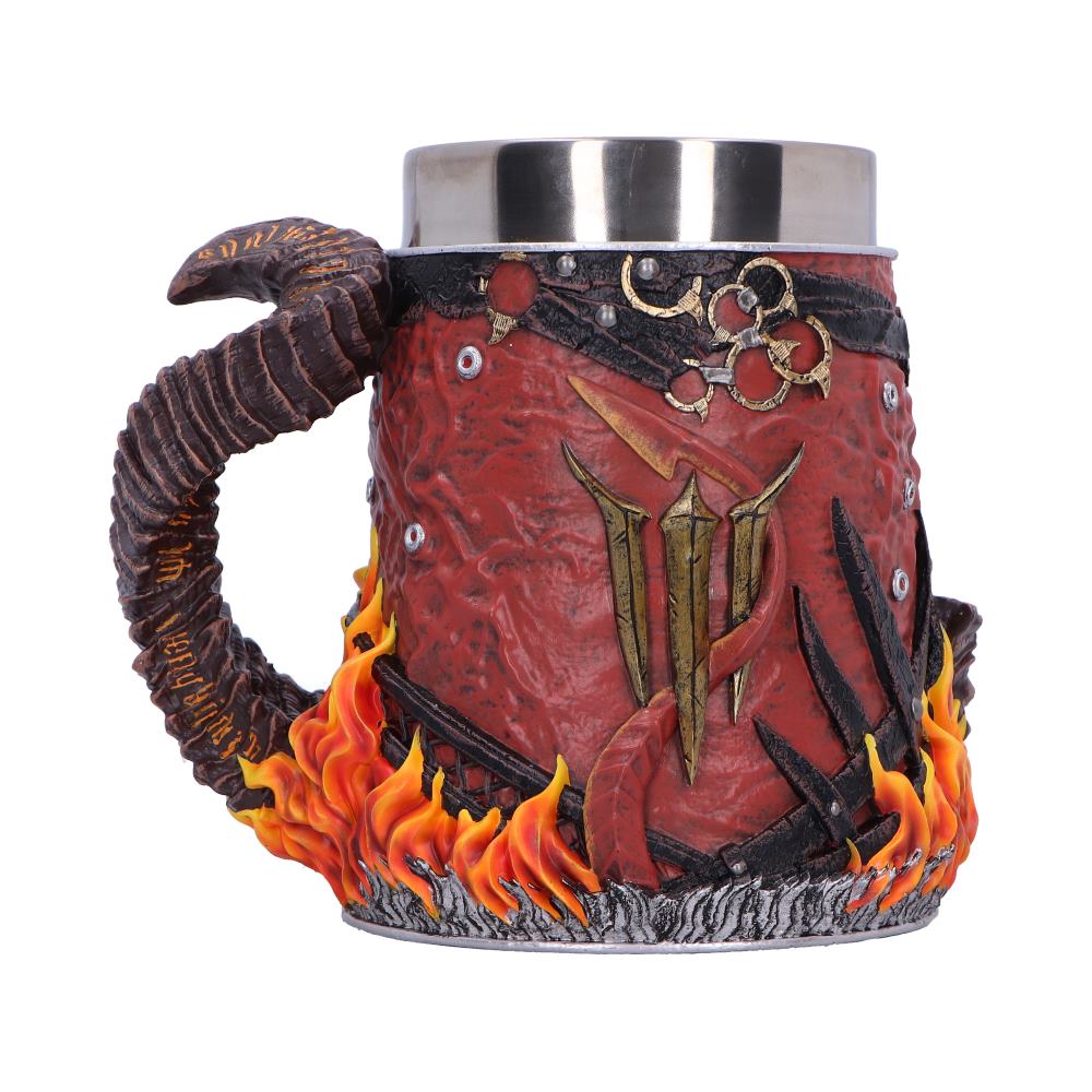 Back view of Baldur’s Gate 3 Karlach tankard showing sculpted detail