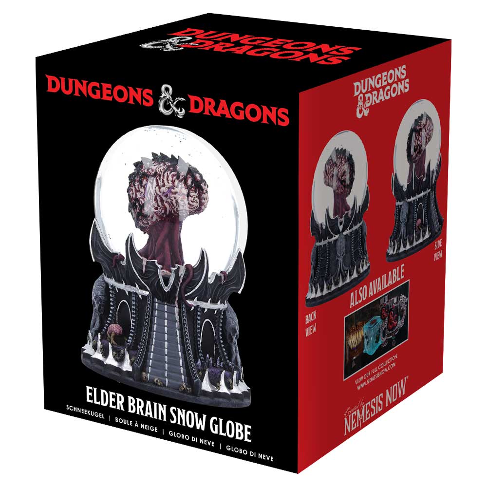 Dungeons & Dragons Elder Brain Snow Globe packaging with black and red design.