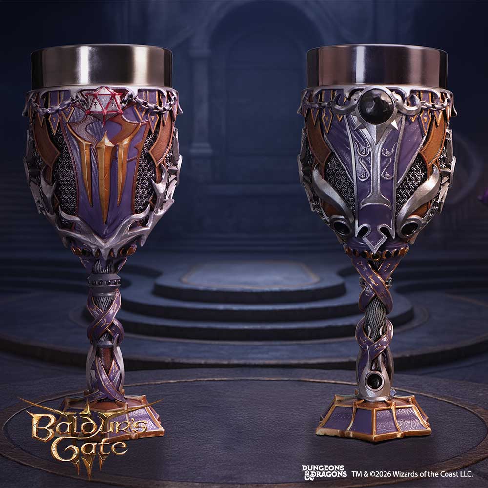 Hand-painted Baldur’s Gate 3 fantasy goblet with intricate designs 
