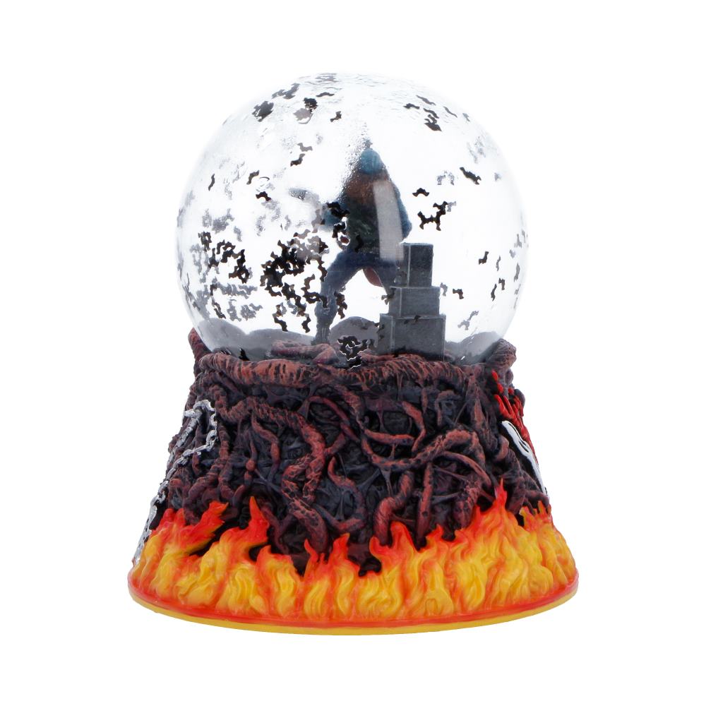 Back view of Stranger Things Eddie’s Sacrifice snow globe showing detail
