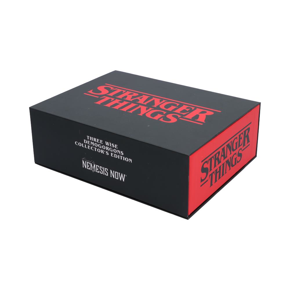 Stranger Things Three Wise Demogorgons in their branded protective display box