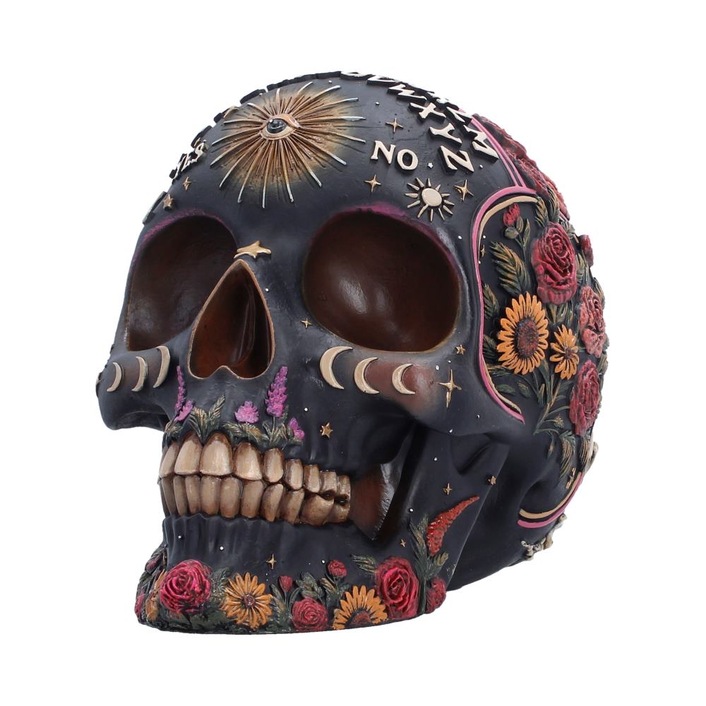 Side view of the Spirit Board Bloom Skull Gothic decorative ornament