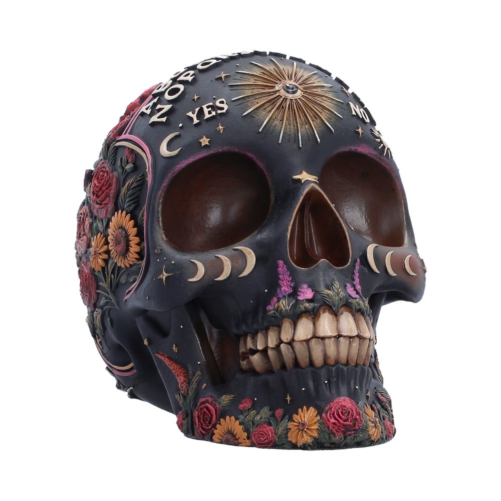 Spirit Board Bloom Skull 14.8cm – Gothic floral skull ornament