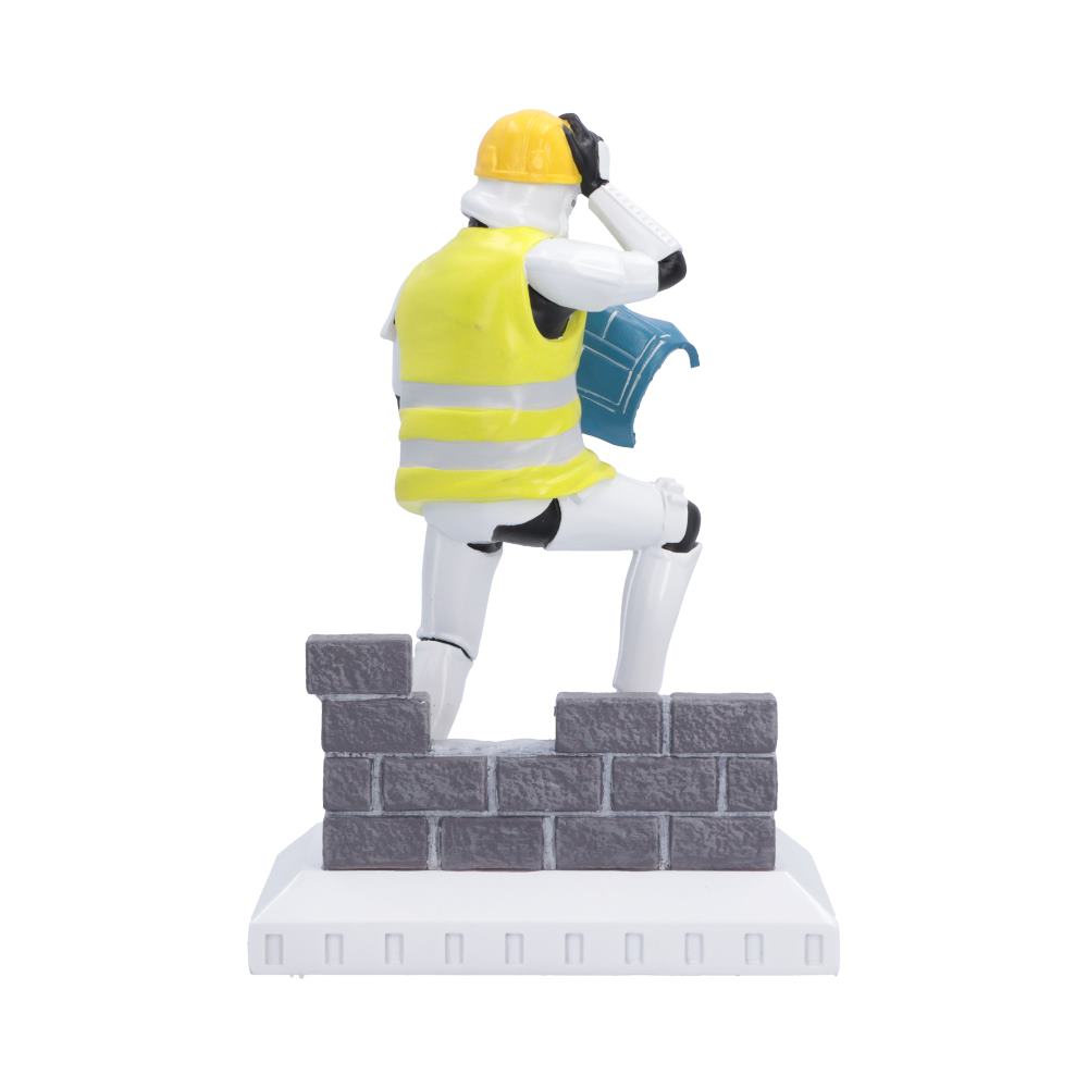 Rear view of Stormtrooper Hit a Brick Wall collectible. High-quality resin Original Stormtrooper figurine