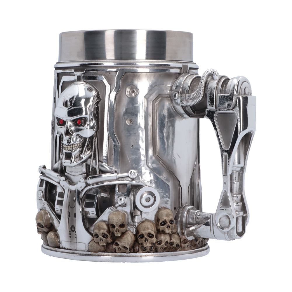 Terminator T-800 tankard showing its sculpted design and metallic-style handle