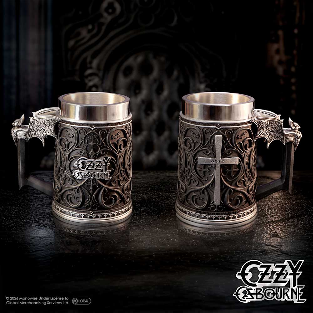 Officially licensed Ozzy Osbourne tankard by Nemesis Now with removable steel insert
