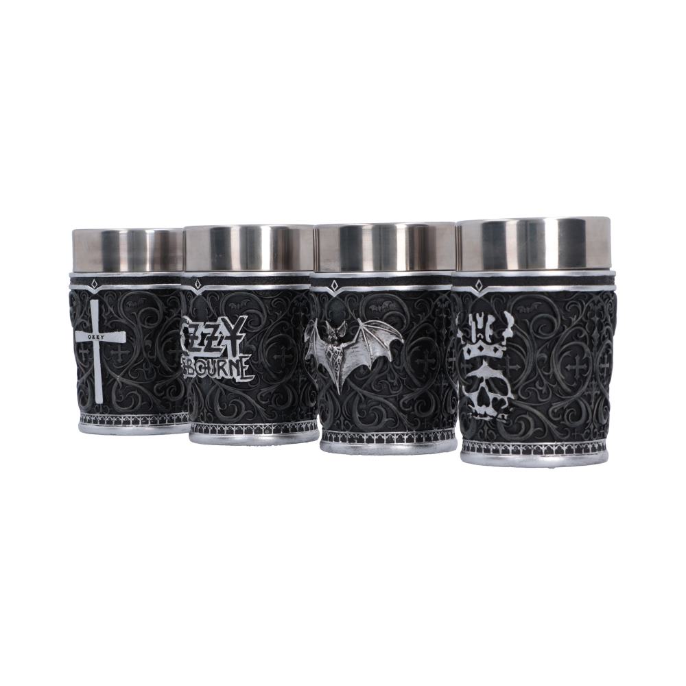 Prince of Darkness four piece shot glass set with stainless steel inserts