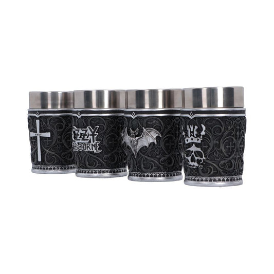 Prince of Darkness four piece shot glass set with stainless steel inserts