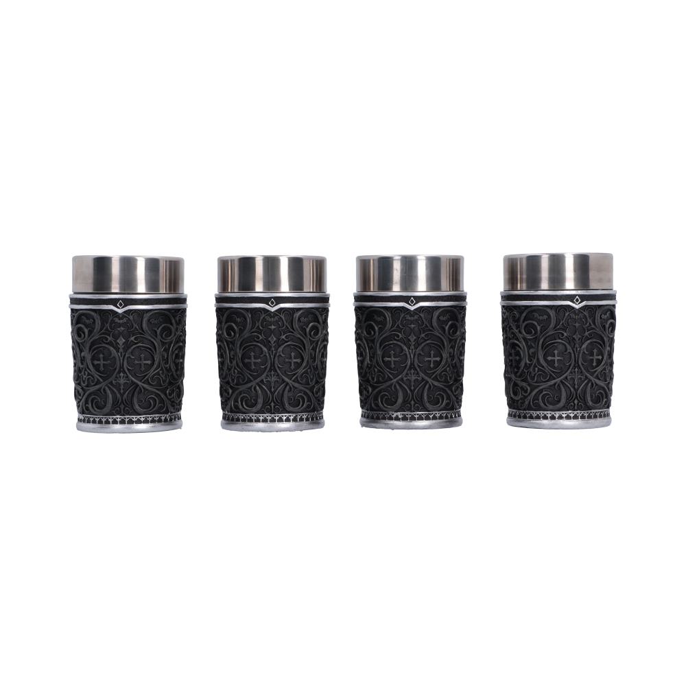 Rear view of Ozzy Osbourne heavy metal shot glass collectible