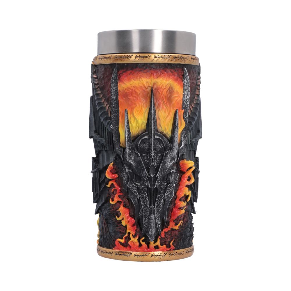 The Lord of the Rings Sauron 20cm collectible featuring Barad-Dur and Sauron's helmet drinkware