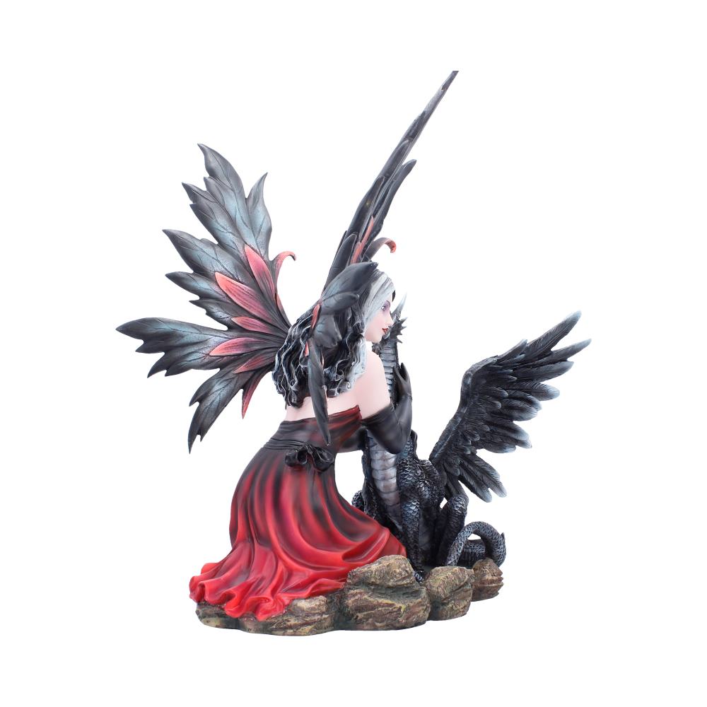 Close-up of gothic fairy wings and red black gown detail