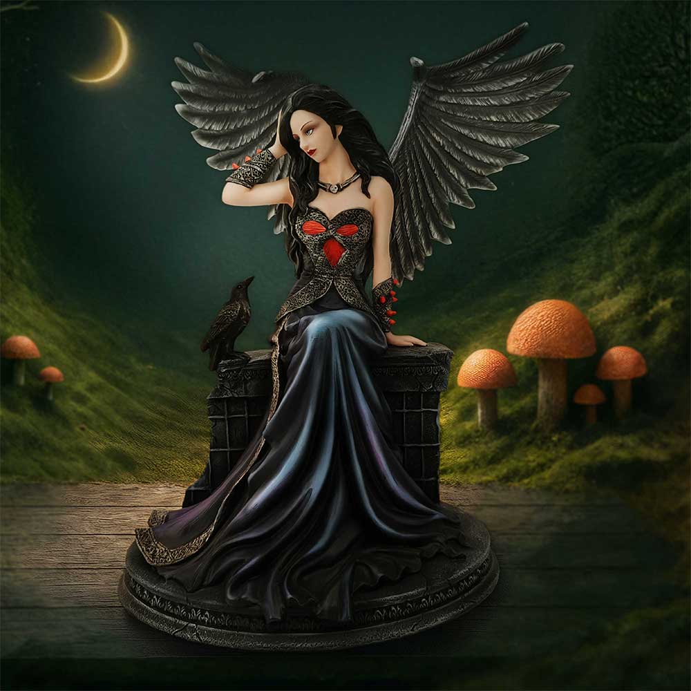 Ravynne fairy figurine displayed as gothic home decor