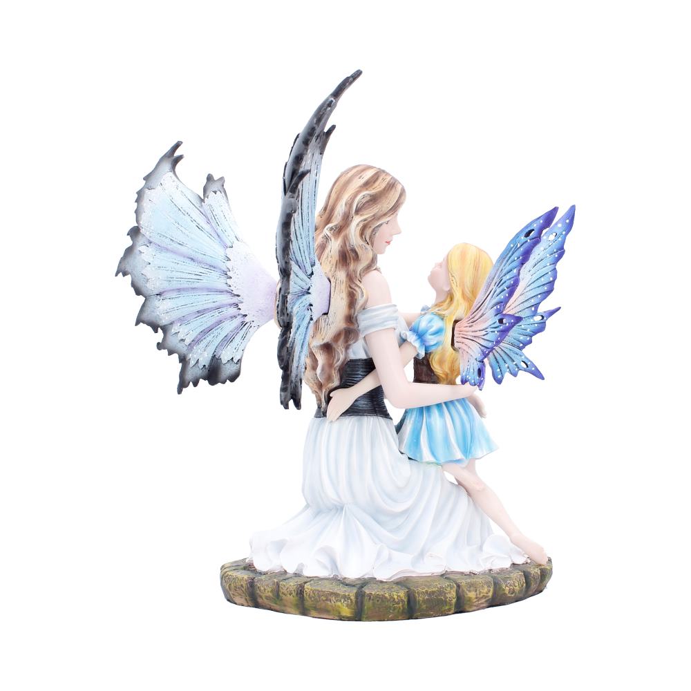 Fairy mother and child fantasy fairy figurine with blue and purple wings