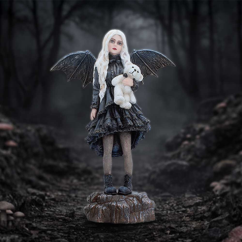 Dark fantasy fairy ornament with stone-effect base