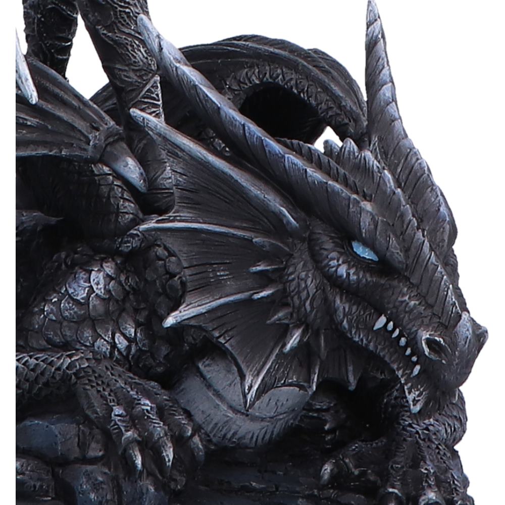 Detailed dragon resting on rocky base ornament