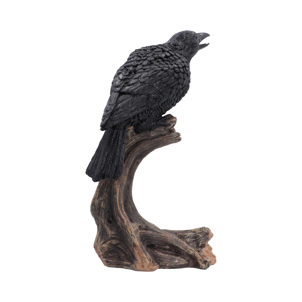 Rear view of hand-painted details on Raven’s Caw black raven ornament