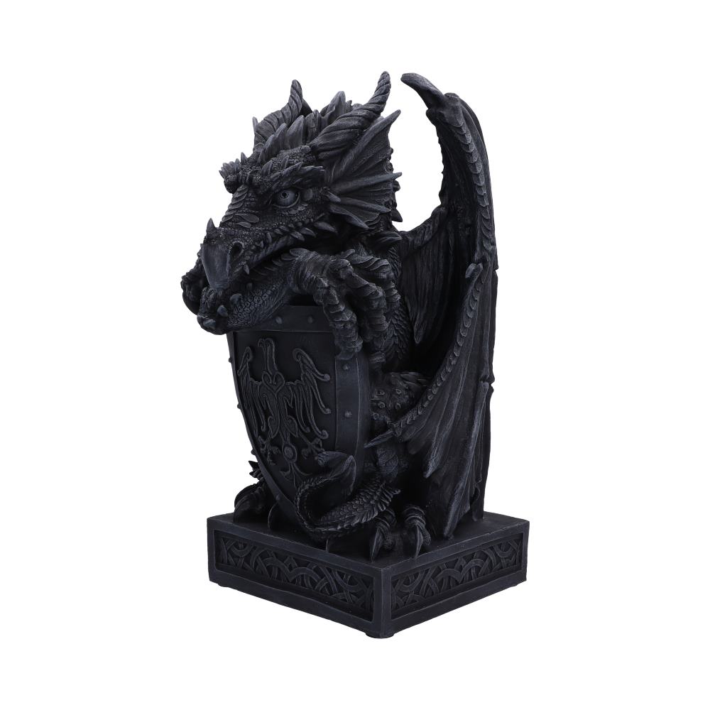 Side view of Ironshield Guardian Dragon Figurine 40.2cm made with high-quality resin