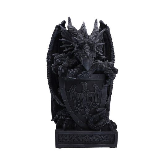 Ironshield Guardian Dragon Figurine 40.2cm grey stone effect