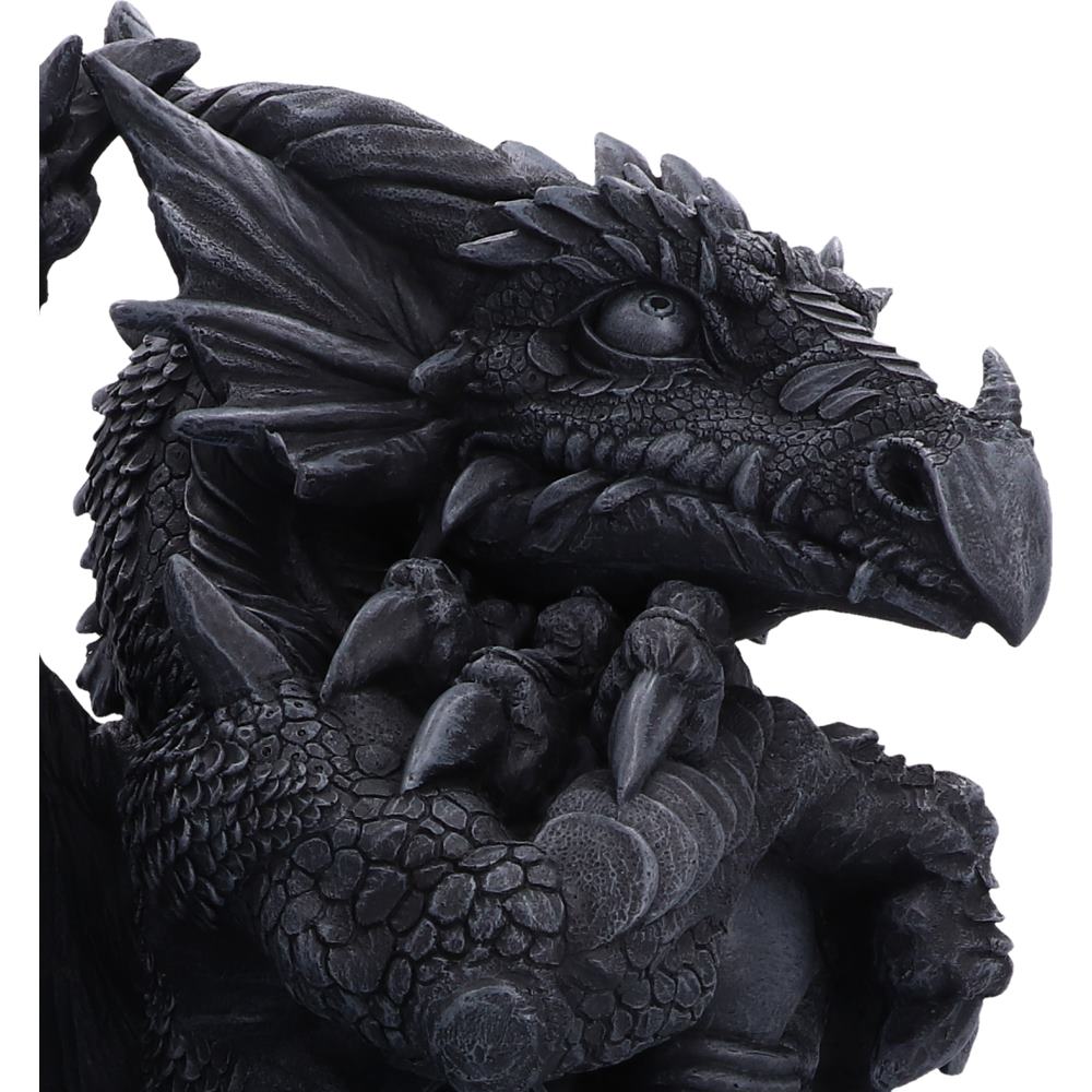 Close-up of the Ironblade Sentinel dragon’s intricate scales and hand-painted finish
